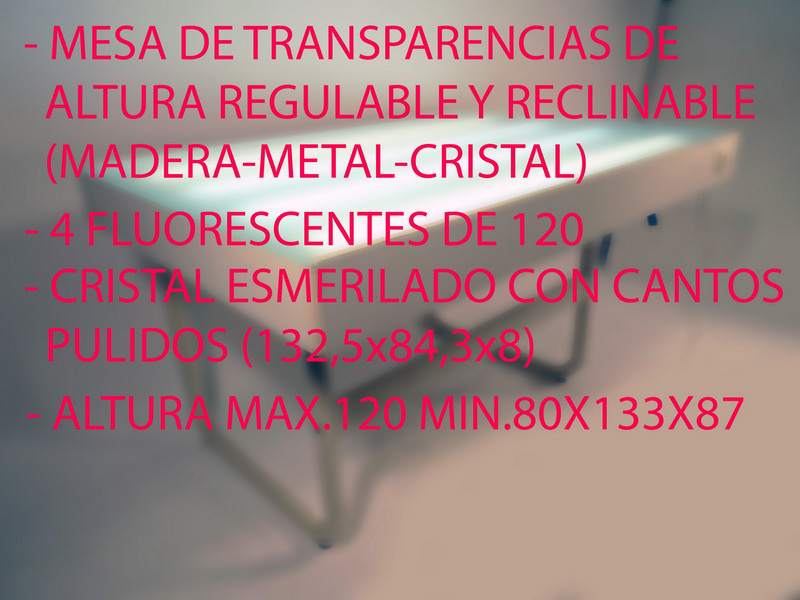 mesa dibujo transparencias (68eu.) 1u